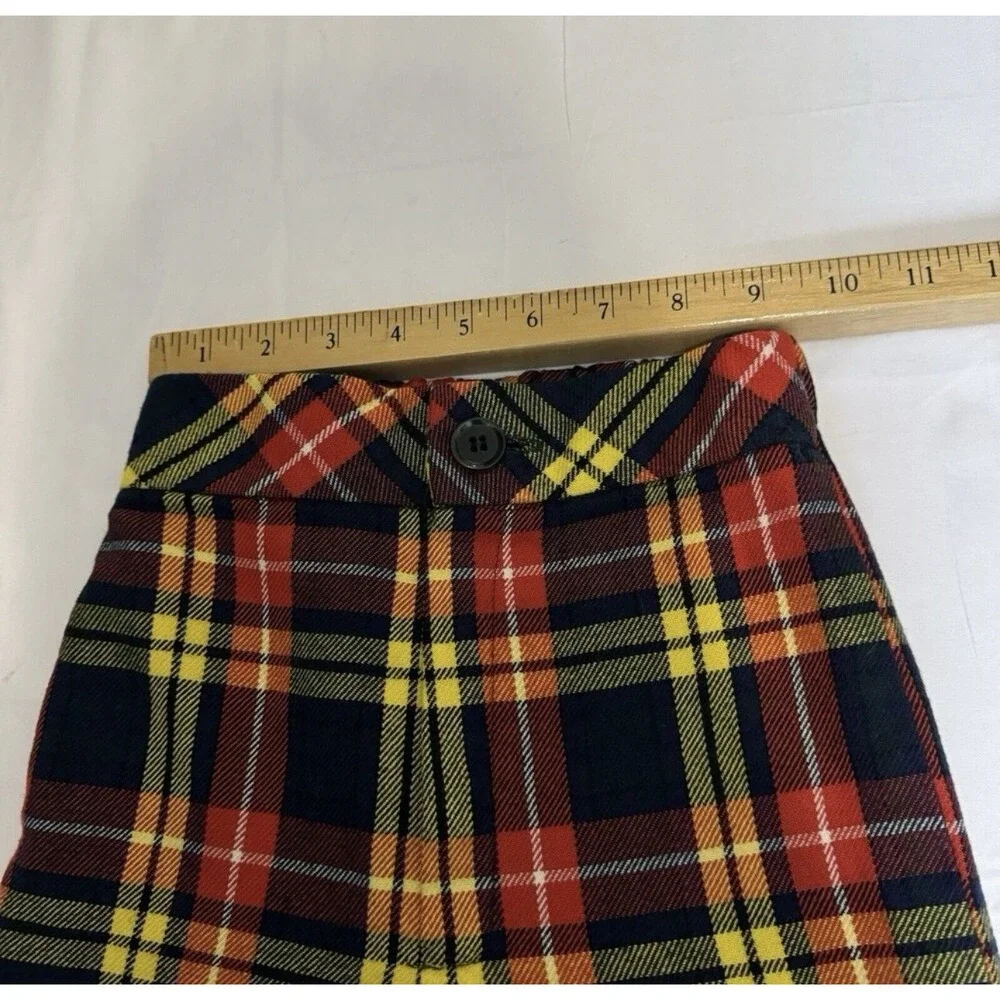 Saks Fifth Avenue Kids Plaid Pants Wool Blend 70s Groovy Fall Red Yellow Holiday